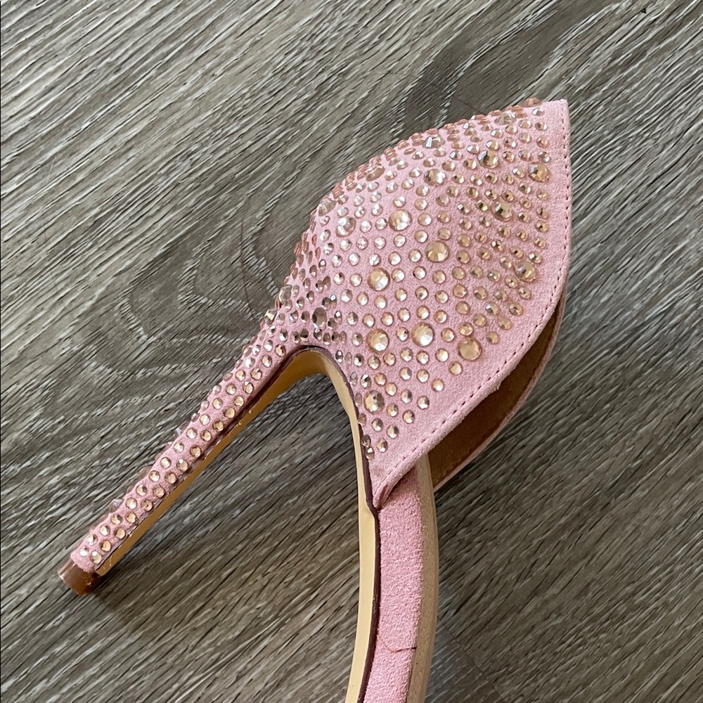 Liliana Pink Crystal-Embellished Pointed-Toe D'Orsay Flats - Picture 8 of 13